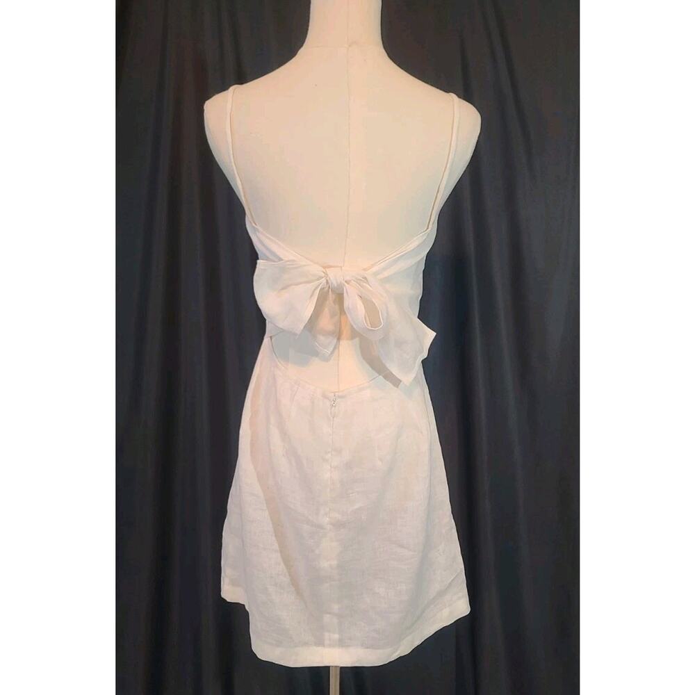 MIKOH Pakala White Linen Mini Dress Back Self Tie Bow 2 US Medium - Picture 8 of 11